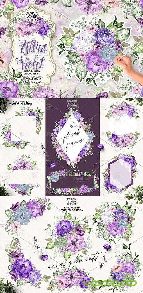 Ultra Violet watercolor design - 2344997