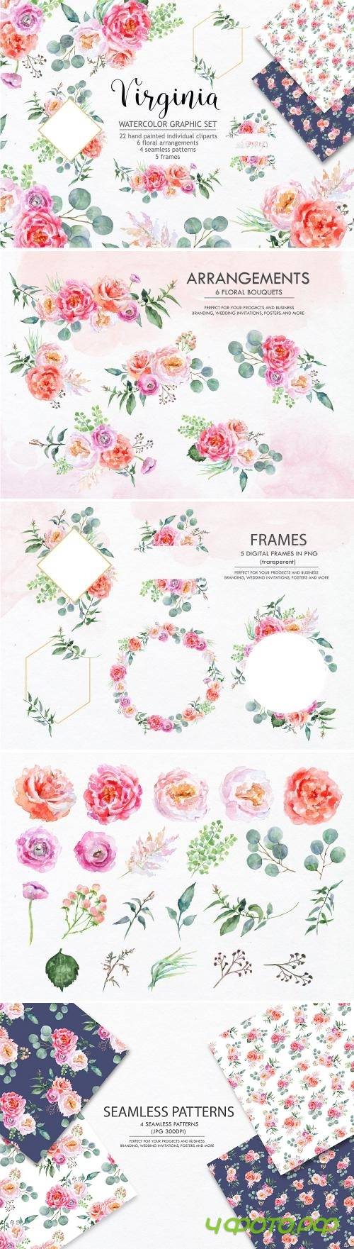 Virginia. Watercolor Graphic Set - 2317693