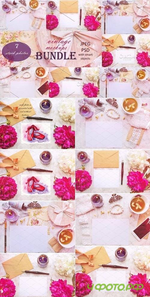 Vintage mockups bundle 7 PSD, JPEG 2355286