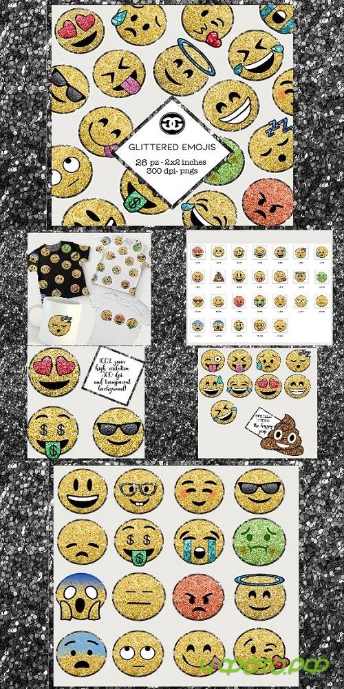 Glitter Emoji Clip Arts PNG Set 2422791