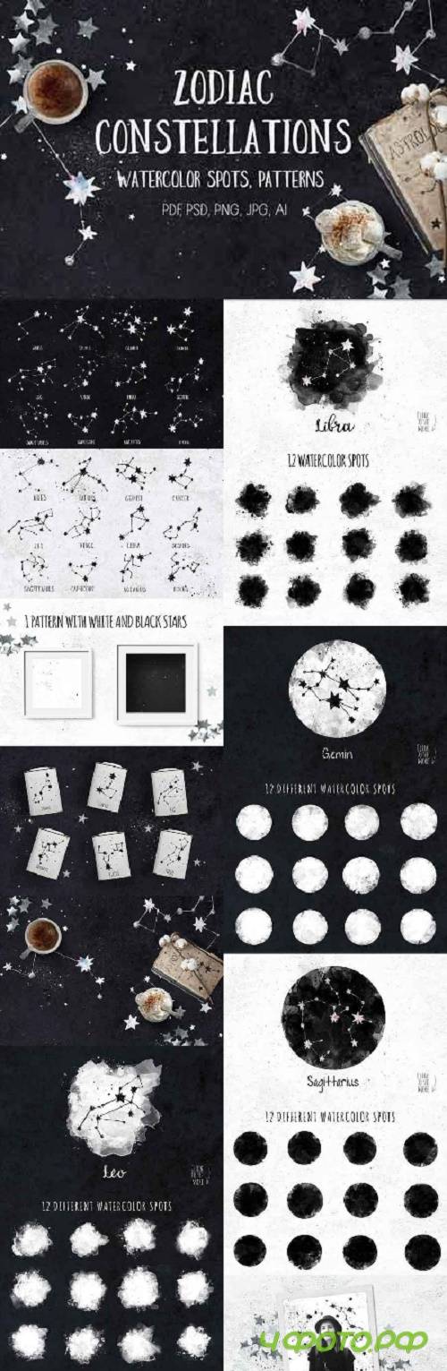 Zodiac Constellations.WatercolorSpot 2508356