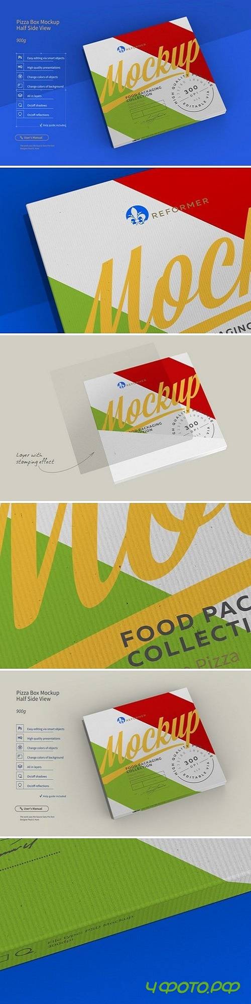 Pizza Box Mockup Half Side View 2428654
