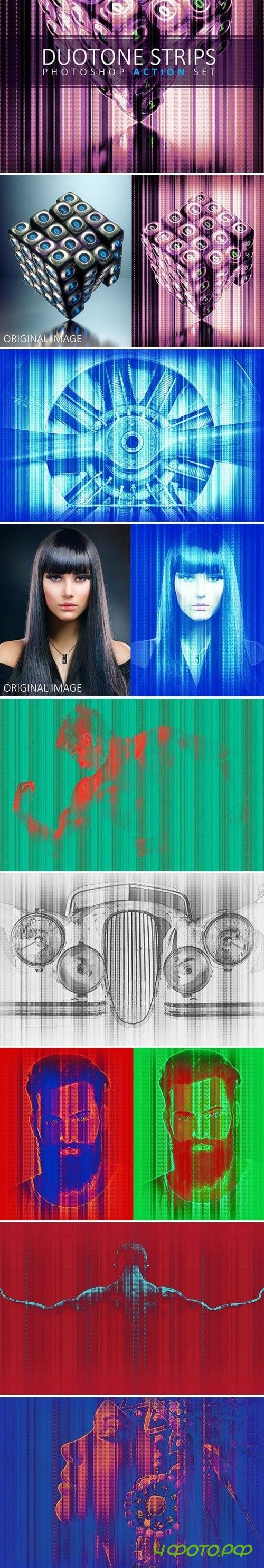 Duotone Strips Photoshop Action Set 2459110
