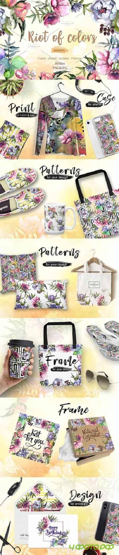 Cool bouquets flowers PNG watercolor 2735387