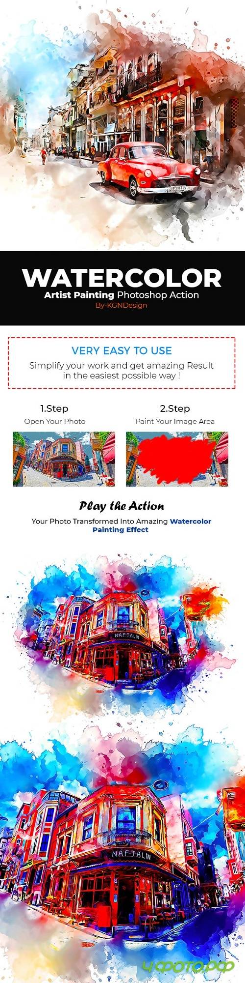 Watercolor Artist Painting Photoshop Action 22294640