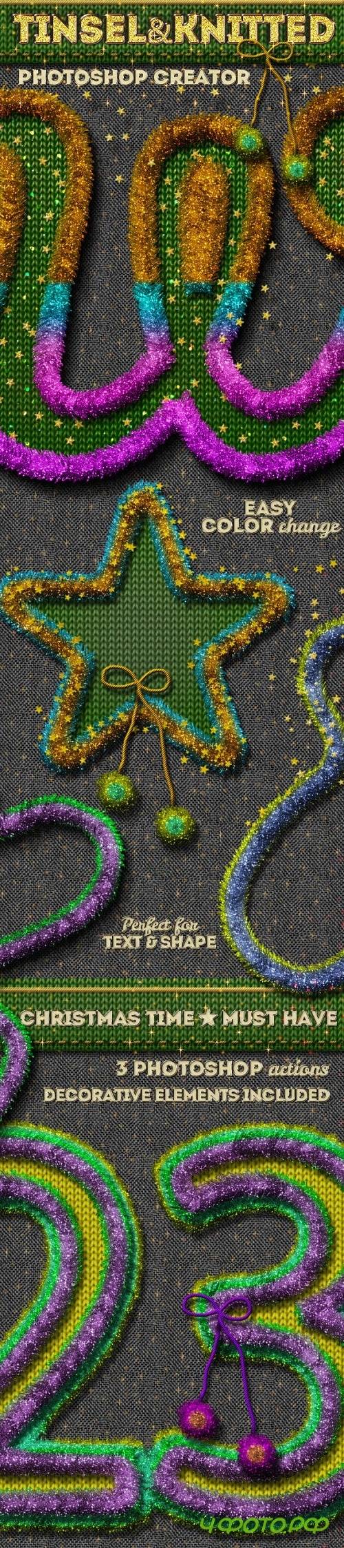 Christmas Tinsel and Knitted Photoshop Action - 9528465 Christmas Tinsel and Knitted Photoshop Action - 9528465