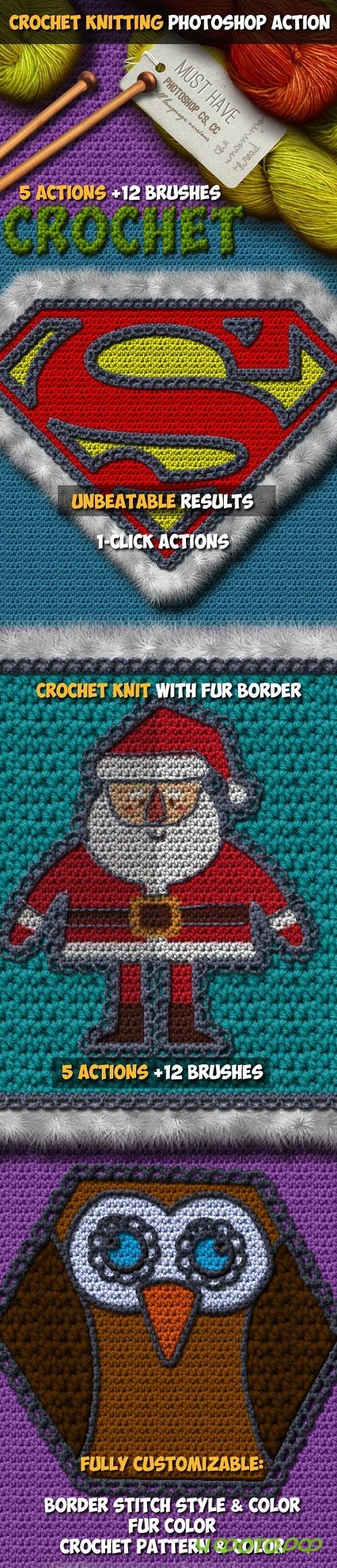 Crochet Knitting Effect Photoshop Action - 19061443 Crochet Knitting Effect Photoshop Action - 19061443