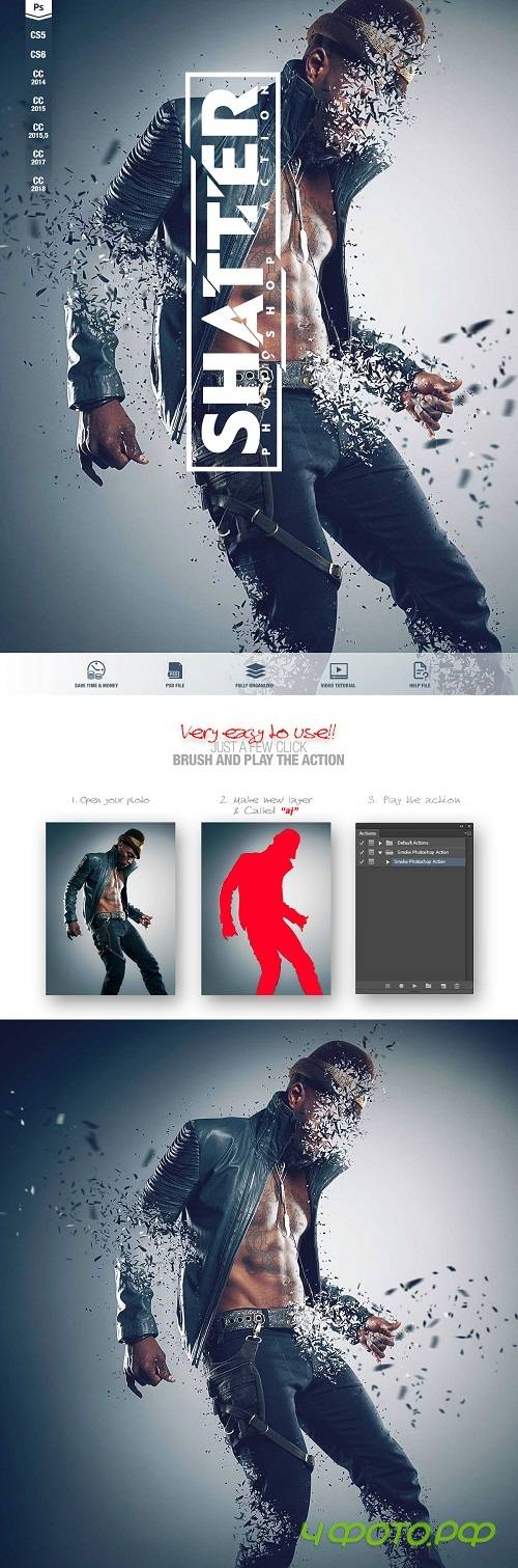Shatter Photoshop Action CS5+ Shatter Photoshop Action CS5+