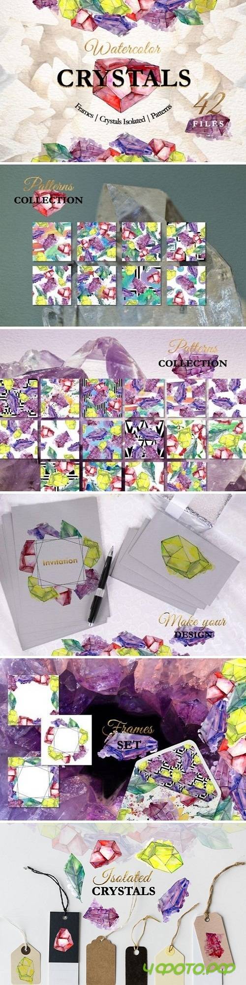 thehungryjpeg - Crystals Watercolor png 3518000