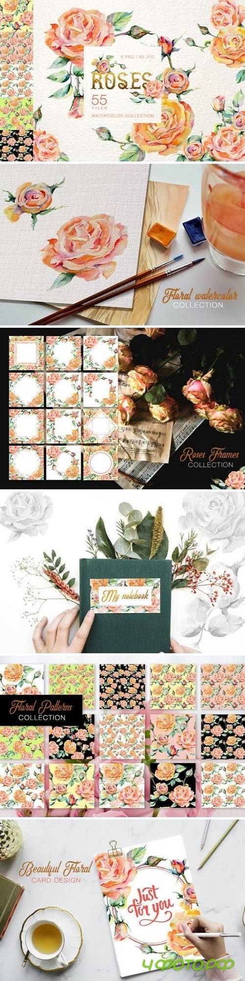 Stylish rose Watercolor png 3316154