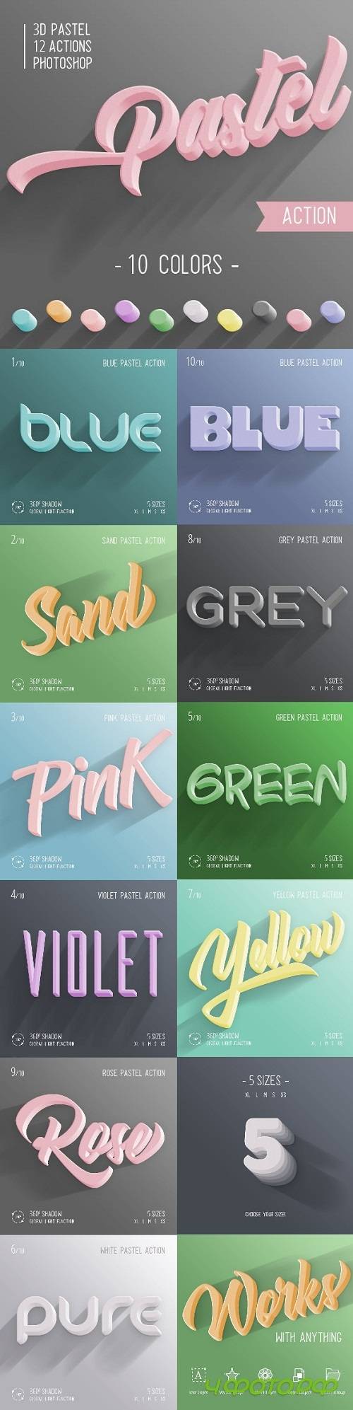 3D Pastel Photoshop Action 22992157