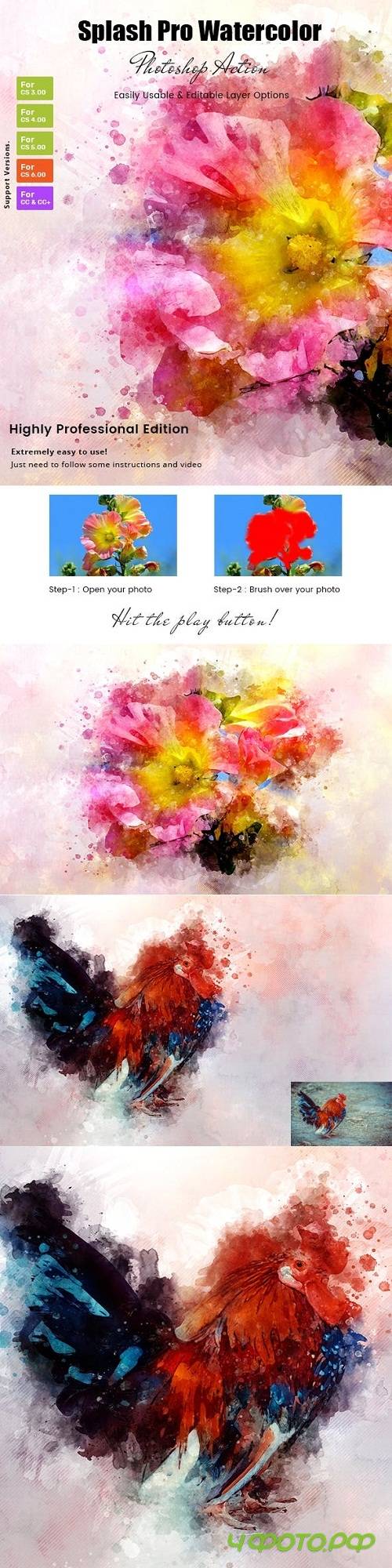 Splash Pro Watercolor Action 23087888
