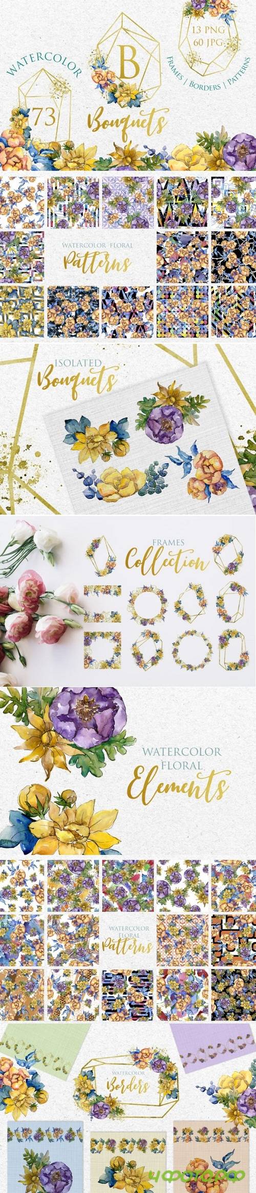 Bouquets Yellow Watercolor png 3372062