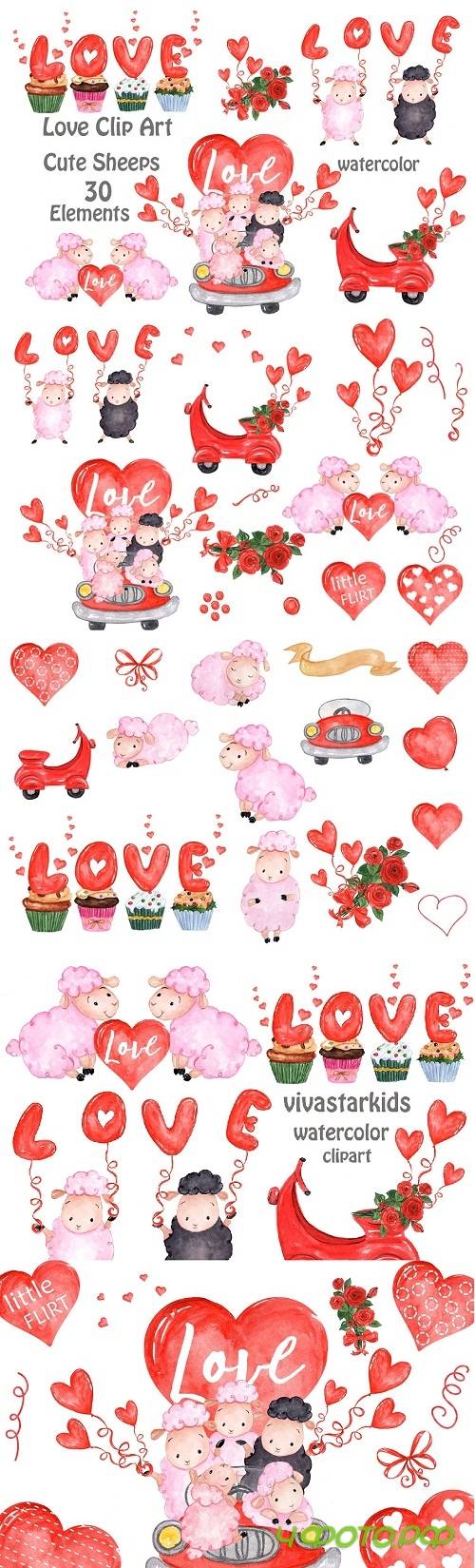 Valentine's Day Cute sheep clipart - 2183619