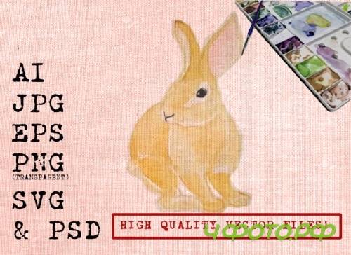 SIMPLE YELLOW RABBIT WATERCOLORS