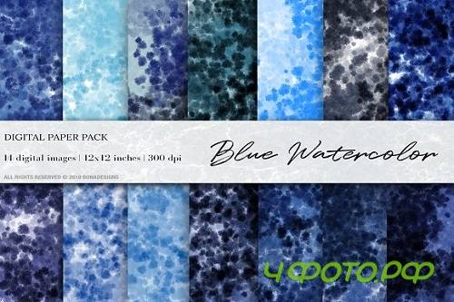 Blue Watercolor ink Digital Papers - 3509231
