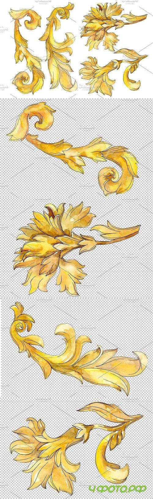 Gold monograms Watercolor png 2 - 3507798