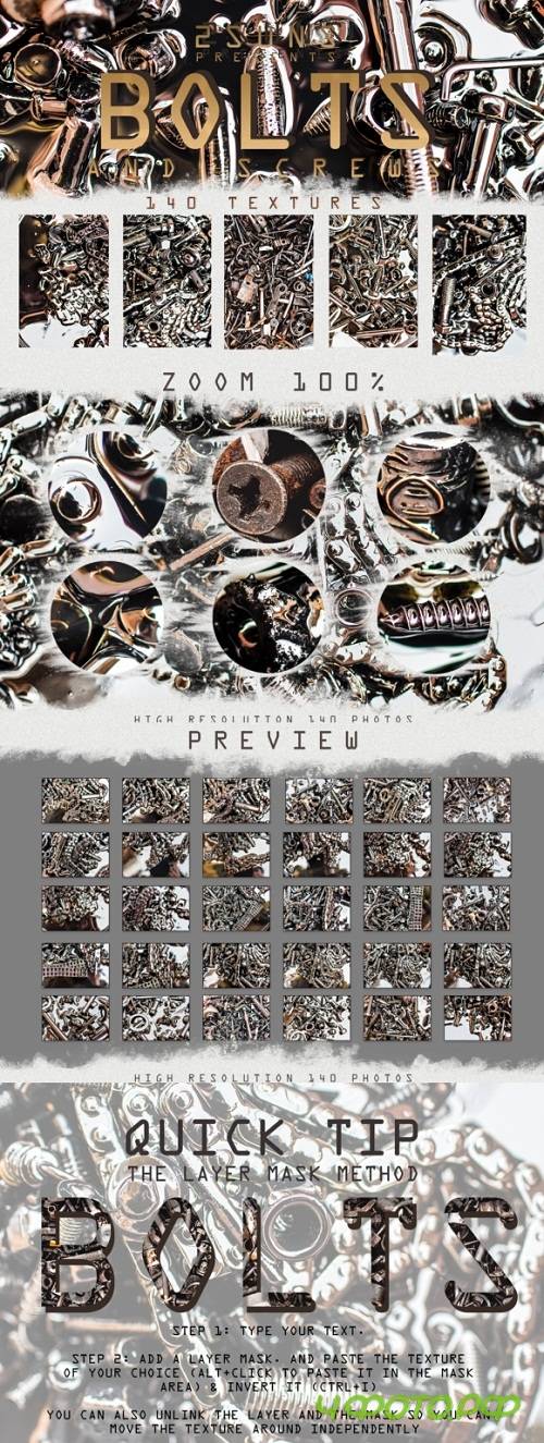 140 Bolt and Screw-nuts Textures Overlay Pack