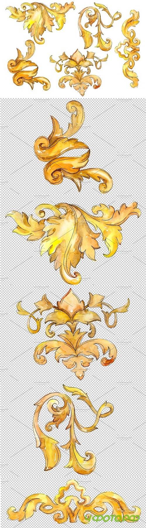 Gold monograms Watercolor png - 3507699