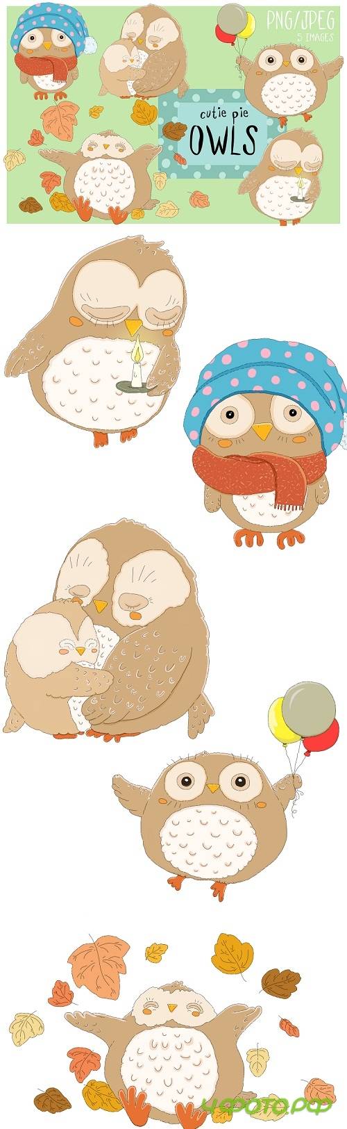 Cutie Pie Owls | Clip art illustrations PNG/JPE - 103515