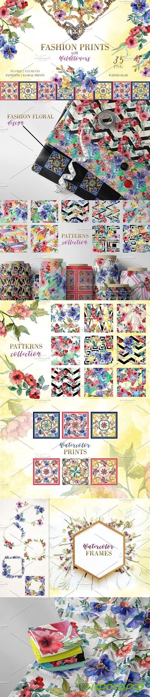 Fashion prints with Wildflowers - 3536669