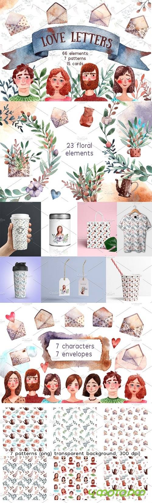 Love Letters - Watercolor Clip Art - 1361097