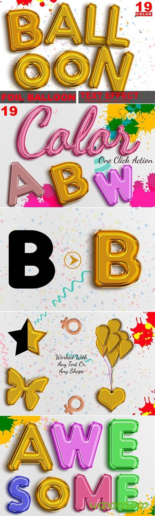 Foil Balloon Text Effect Photoshop Action - 225174