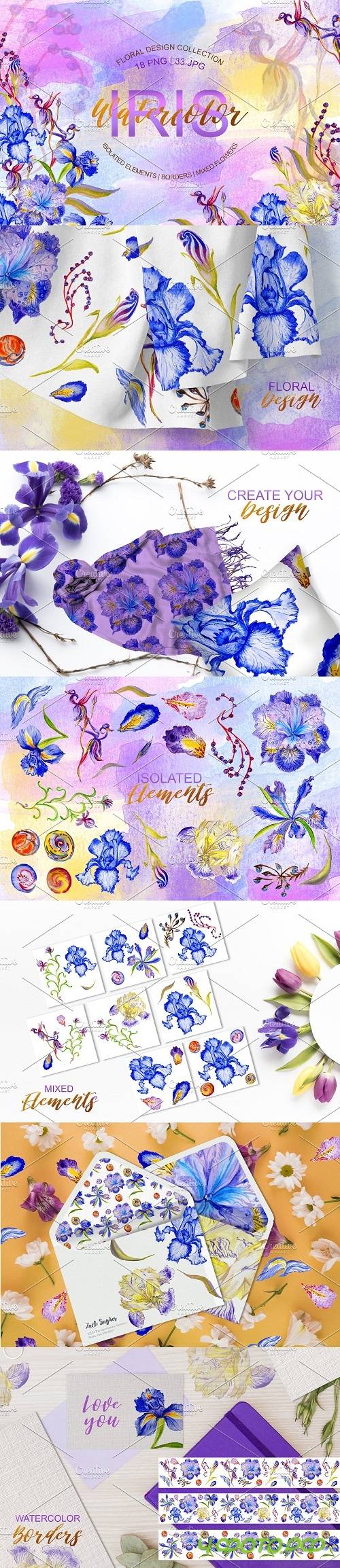 Iris blue Watercolor png - 3571714