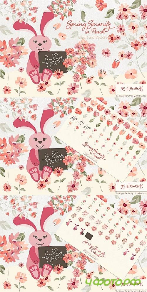 Spring Serenity in Peach - Cliparts and Vectors