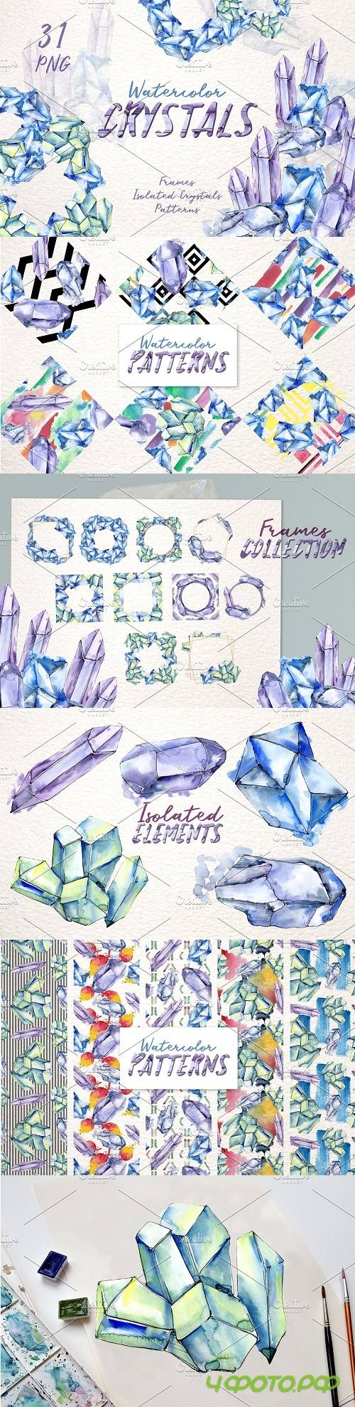 CRYSTALS blue Watercolor png - 3629538