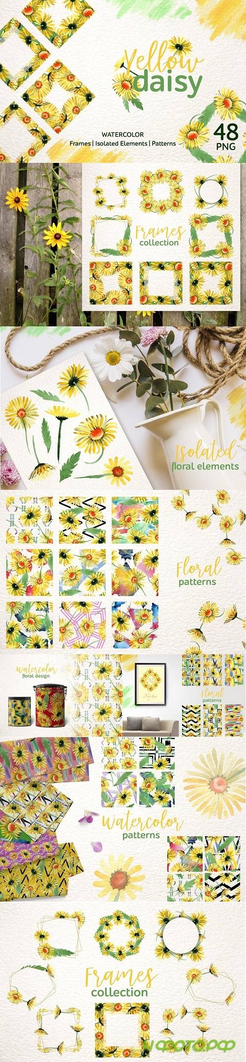 Yellow daisy Watercolor png - 3629201