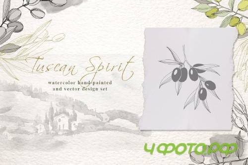 Tuscan Spirit watercolor and vector - 3096917