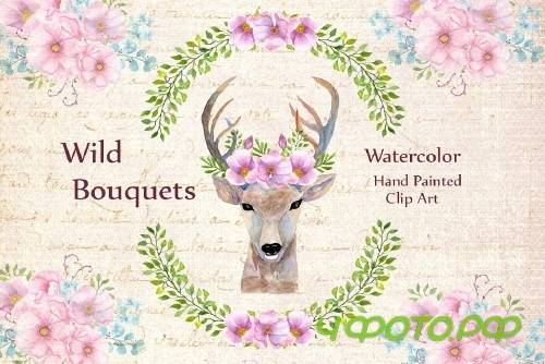Boho wedding floral clipart - 636738