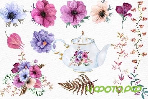 Watercolor wedding flowers - 600878