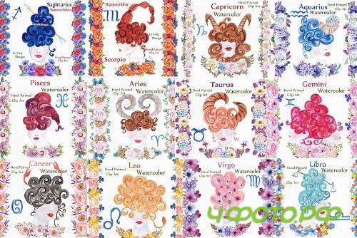 Watercolor zodiac signs clipart - 924527