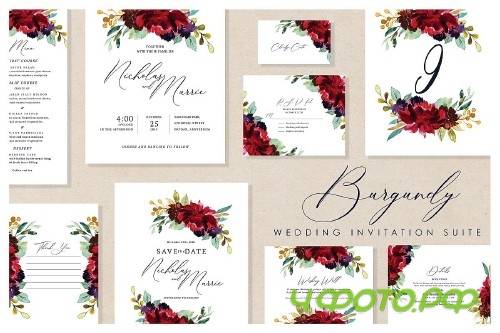 Burgundy - Wedding Invitation Suite - 235055