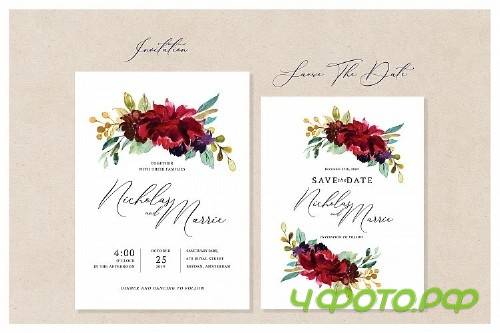 Burgundy - Wedding Invitation Suite - 235055
