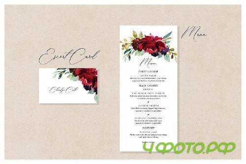 Burgundy - Wedding Invitation Suite - 235055