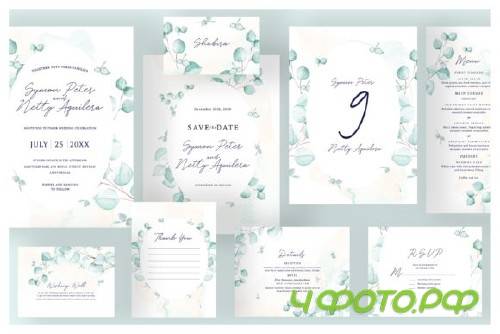 Watercolor Eucalyptus Wedding Suite
