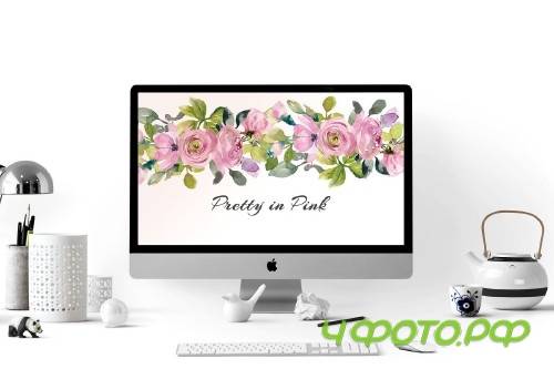Watercolor Pastel Pink Sage Flowers 2895457