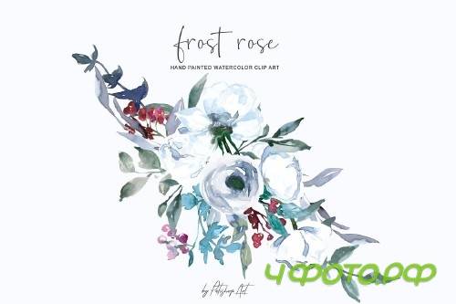 Watercolor White Rose Clipart - 3129794