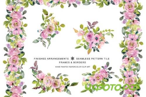 Watercolor Pastel Pink Sage Flowers 2895457