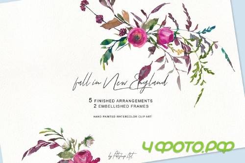 Watercolor Fall Twigs Herbs Flowers - 3080284