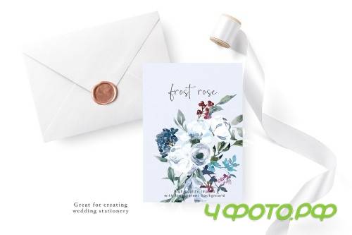 Watercolor White Rose Clipart - 3129794