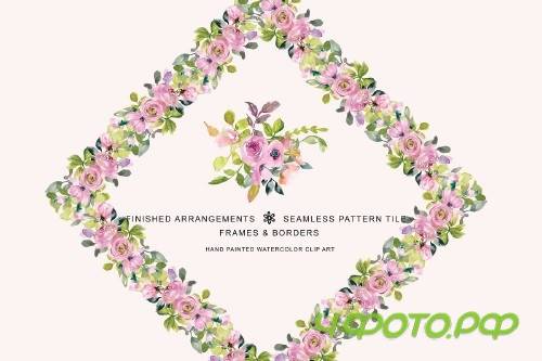 Watercolor Pastel Pink Sage Flowers 2895457