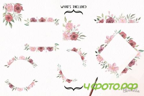 Flower Watercolor Frame Clipart Kit 3163987