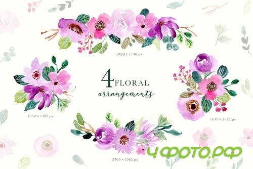 Purple Vibes - Watercolor Clipart - 3685719