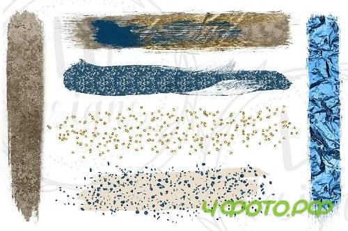 Gold, Silver, and Navy Blue Brush Strokes - 82635