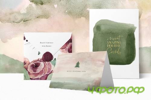 Plum Christmas Watercolor Clipart - 3120446