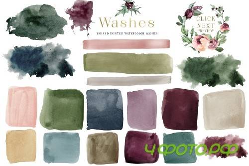 Plum Christmas Watercolor Clipart - 3120446